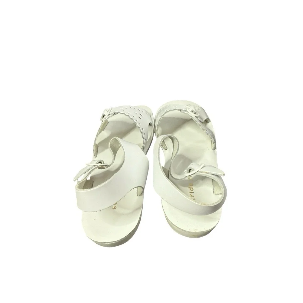 Vintage Stride Rite Sandals White Leather Scallop edges girls size 2 M NEW‎